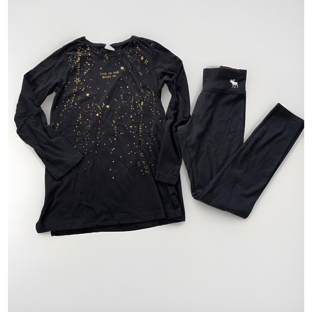 Lot of 2 Zara Collection Abercrombie Girls 11-12 Black Long Sleeve Tee & Legging